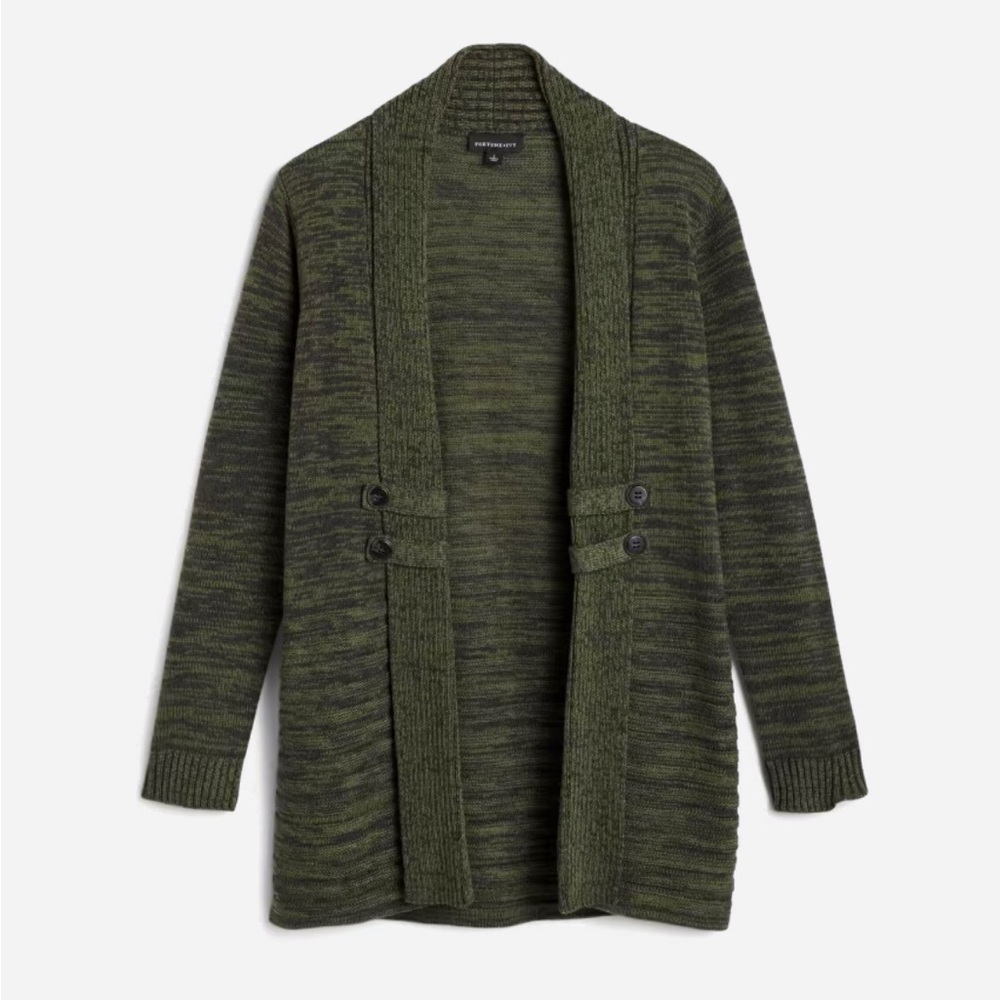 Fortune + Ivy Raider Tab Detail Cardigan XL green black moss cozy cute fall